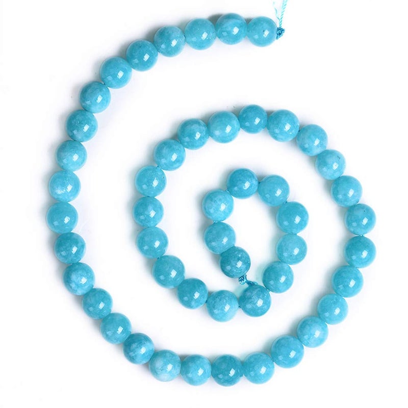 PLTbeads خرز الأحجار الكريمة الطبيعية PLTbeads خرز دائري ناعم تقريبا 15 بوصة لصنع الأساور والقلائد (8 مم، جاد مزرق بالأمازونيت) - Image 2
